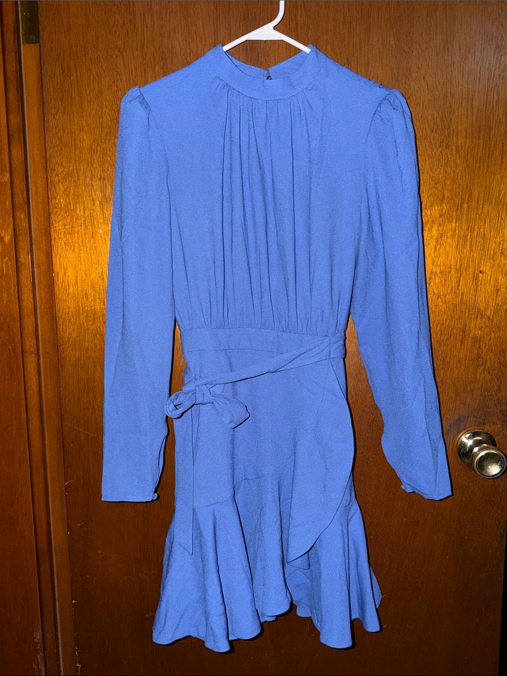 Finders Keepers Periwinkle Long-Sleeve Tie-Waist Ruffle Dress